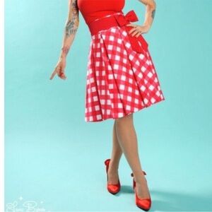 Pinup couture red plaid skirt (24- 25” waist)